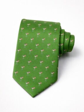 Brooks Brothers Green Martini Print Men's Tie